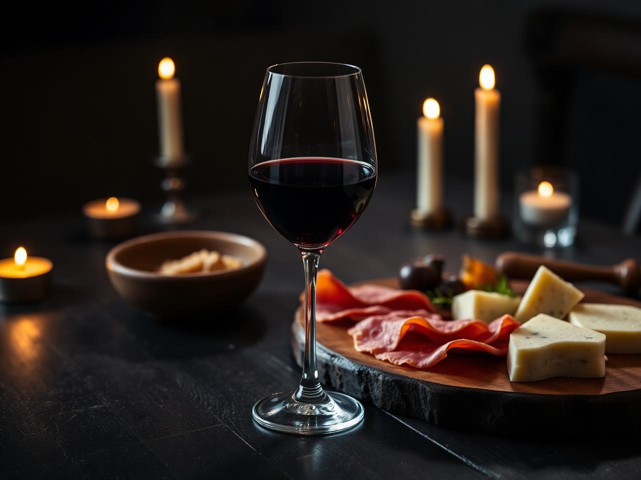 Vinho e tábua de frios