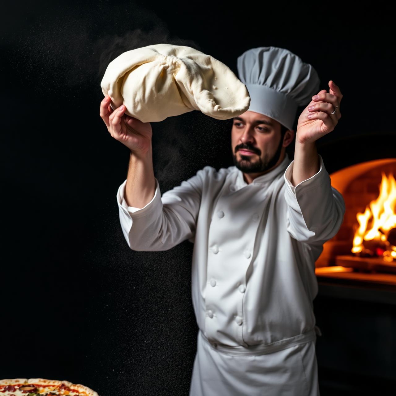 Pizzaiolo trabalhando a massa